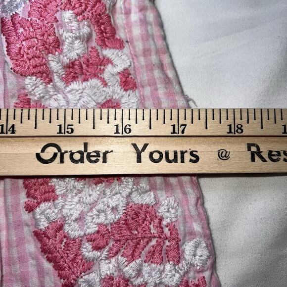 J. Marie Top Womens Size S Pink Gingham Floral Embroidered Sleeveless Tank READ - Picture 8 of 14